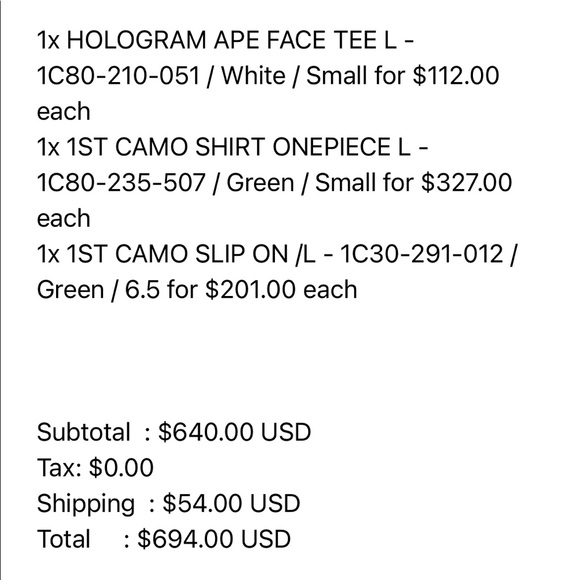 BNWT Bathing Ape Bape 1st Camo Shirt Onepiece Green Small - Picture 5 of 5